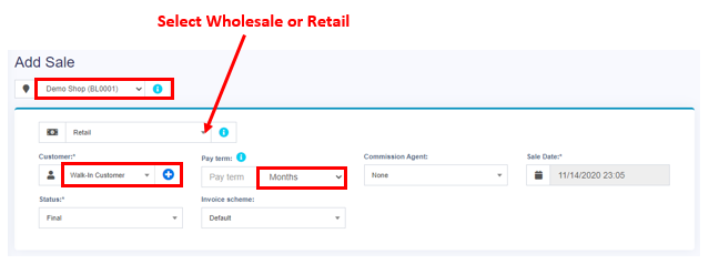 Go to Sell Add Sale