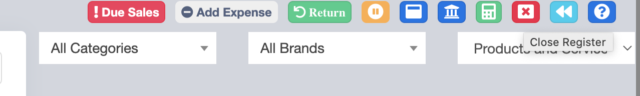 Close register on POS screen