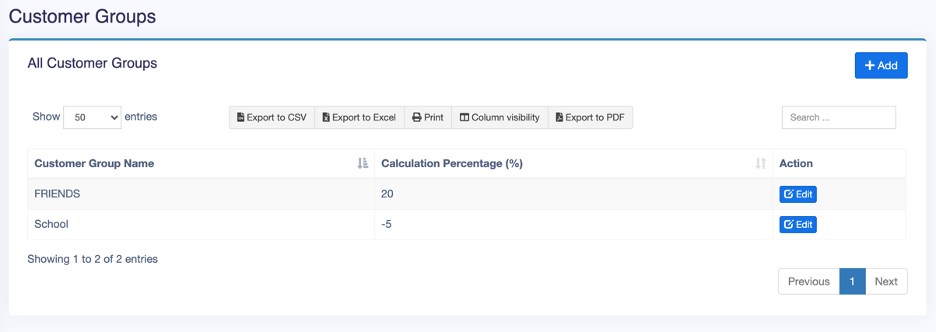 Customer Group Form