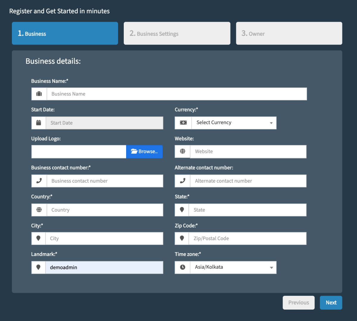 Registering Business Steps