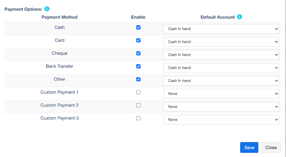 Select Default Account