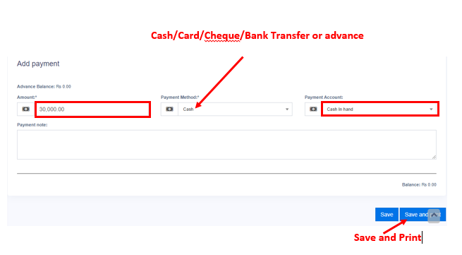 Add Payment and Save