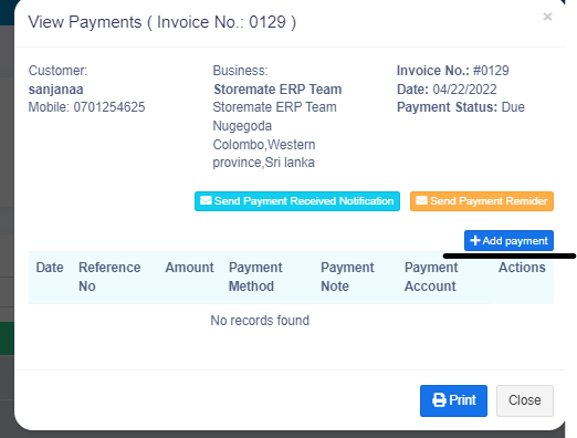 Add Payment Button Screenshot