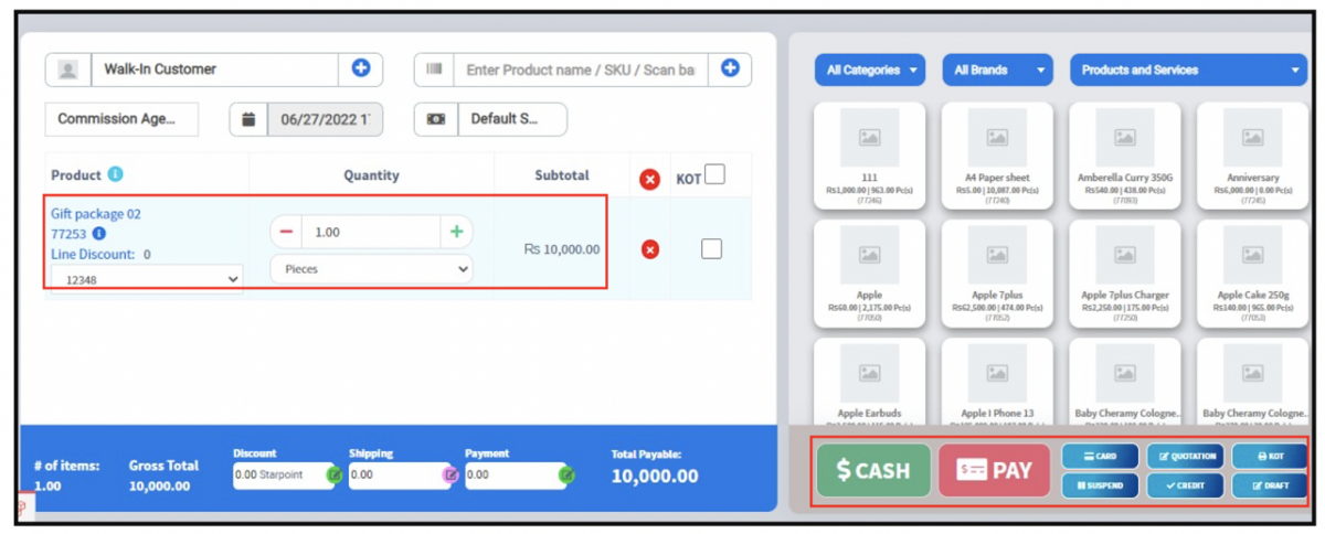 Sell Gift Card via POS