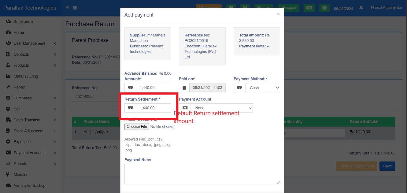 Finalize Settlement