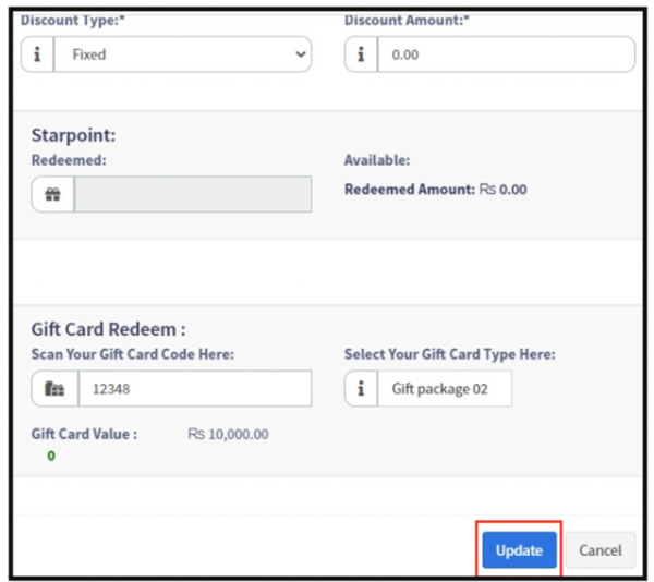 Update Gift Card