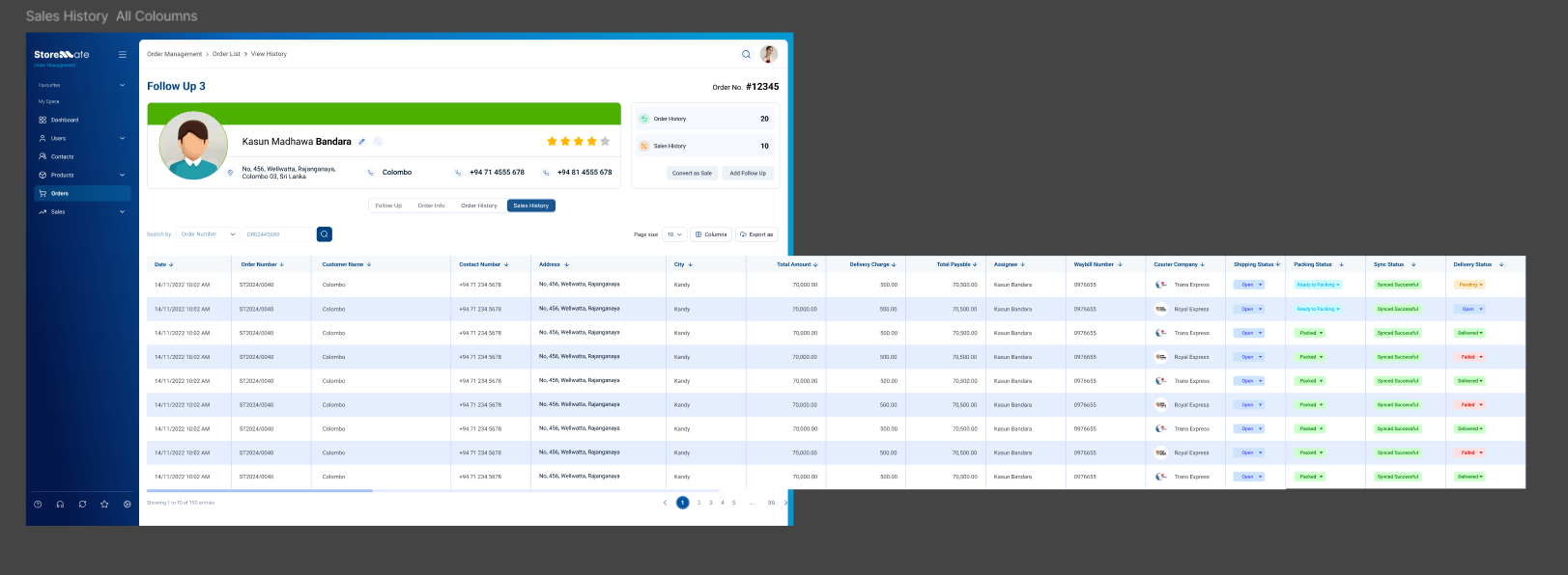 Sales History Expanded View