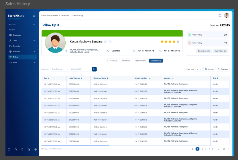 Sales History Default View