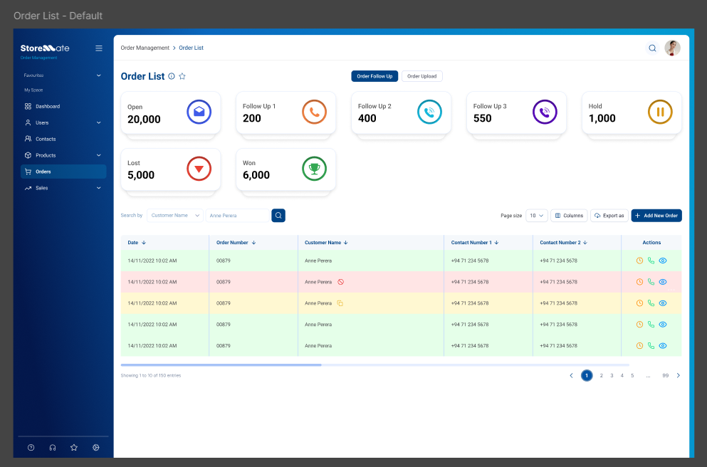 Inquiry Table View (Default)