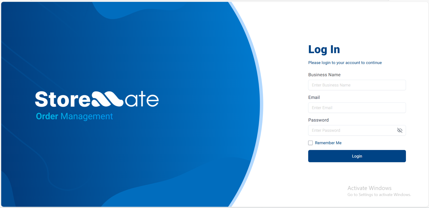 StoreMate Login Page